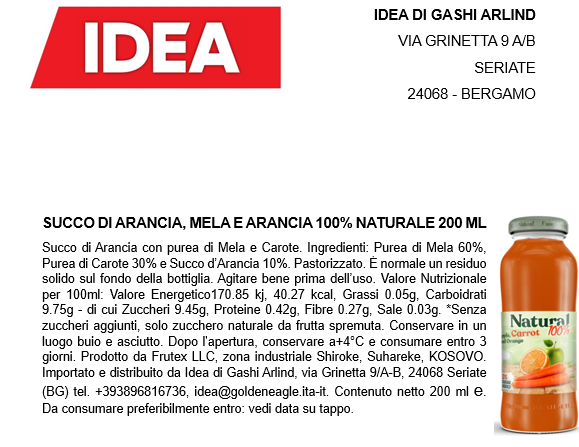 100 % Natural Carota 200ml