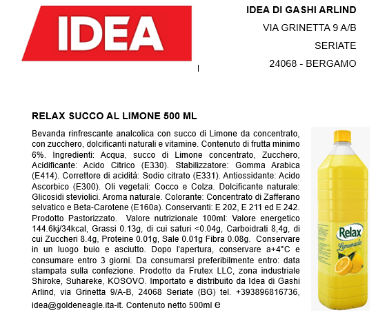 Relax Lemonade 500ml x 12