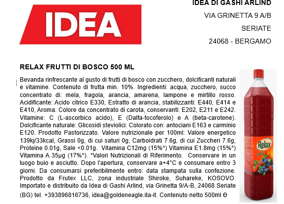 Relax Frutti di Bosco 500ml x 12