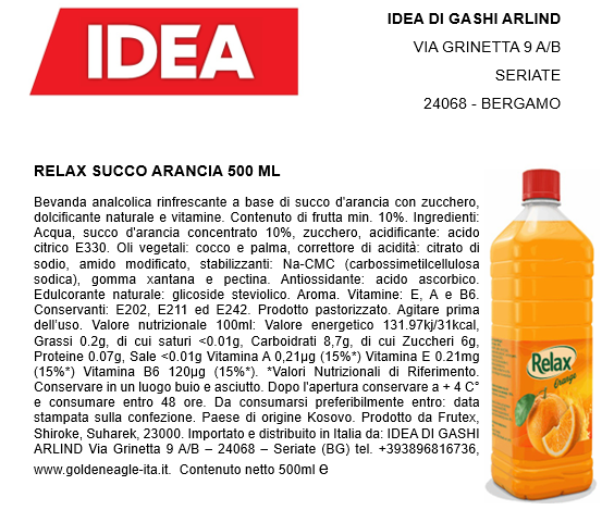 Relax Arancia 500ml x 12