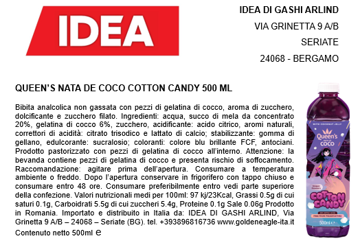 Queen's Nata De Coco Cotton Candy 500ml x 12