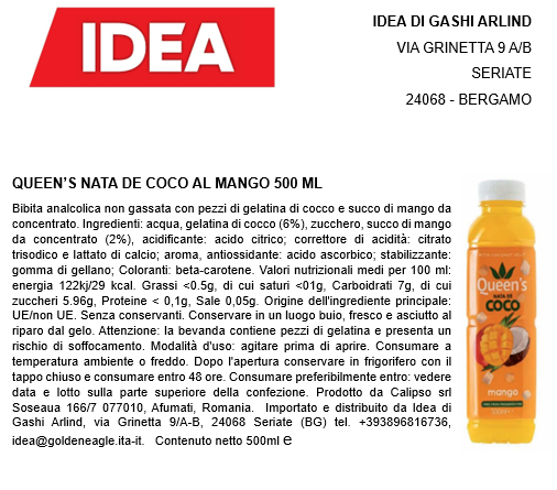 Queen's Nata De Coco Mango 500ml x 12