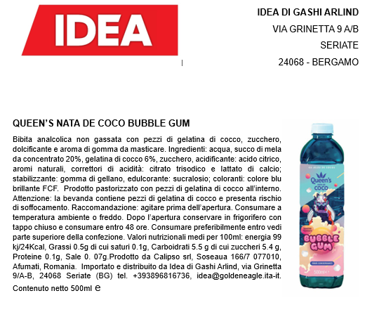Queen's Nata De Coco Bubble Gum 500ml x 12