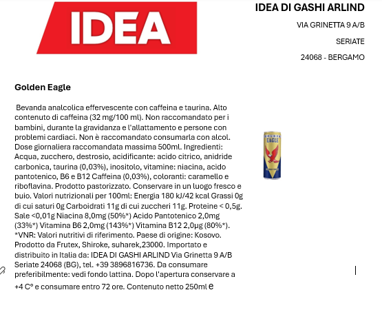 Golden Eagle 250ml 24 pz