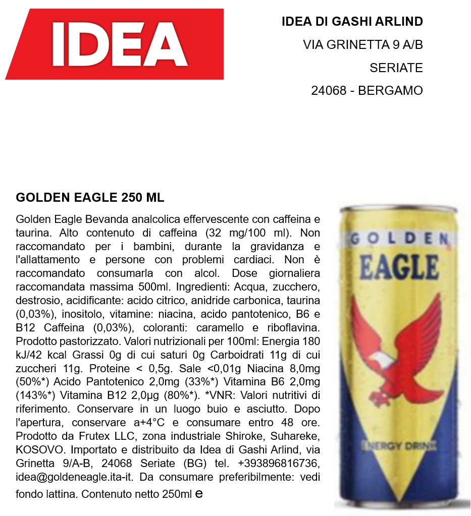 GOLDEN EAGLE 250 ML X 24 - 3 PACCHI