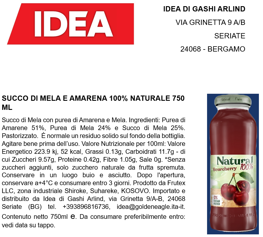 100% Natural Ciliegia 750ml x 6