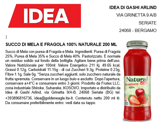 100 % Natural Fragola 200ml