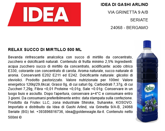 Relax Mirtillo 500ml x 12