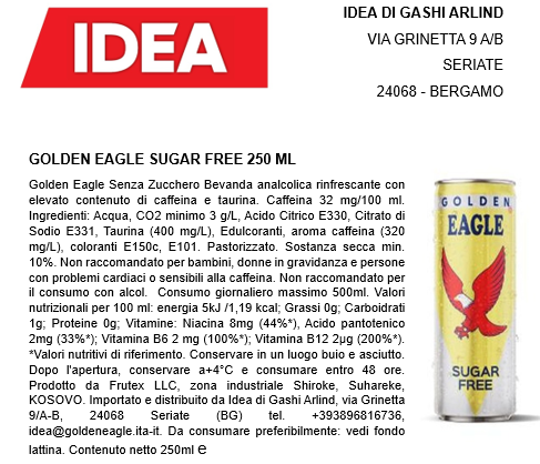 Golden Eagle Sugar Free 250ml x 24