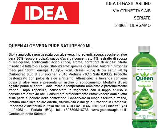 Queen Aloe Vera Pure Nature 500ml x 12