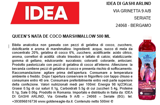 Queen's Nata De Coco Marshmallow 500ml x 12