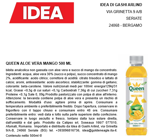 Queen Aloe Vera Mango 500ml x 12