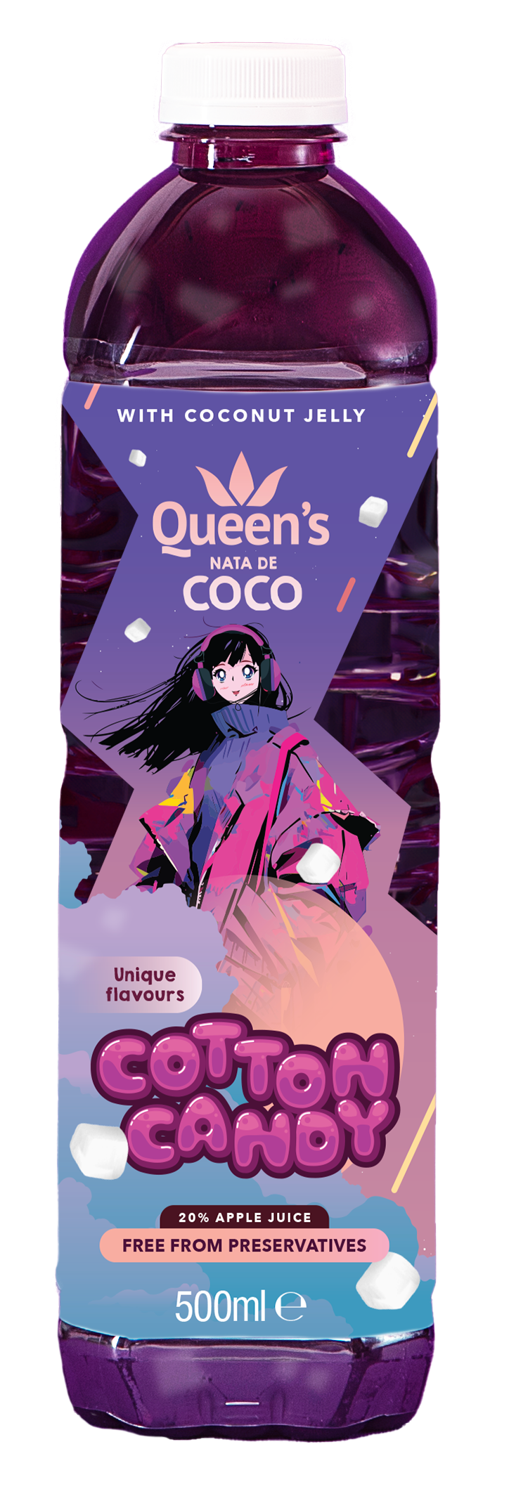 Queen's Nata De Coco Cotton Candy 500ml x 12